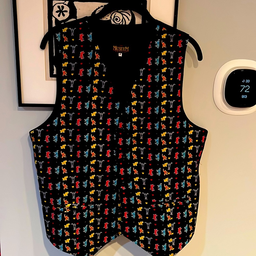The Museum Company black silk Keith Haring vest size Medium - mint condition